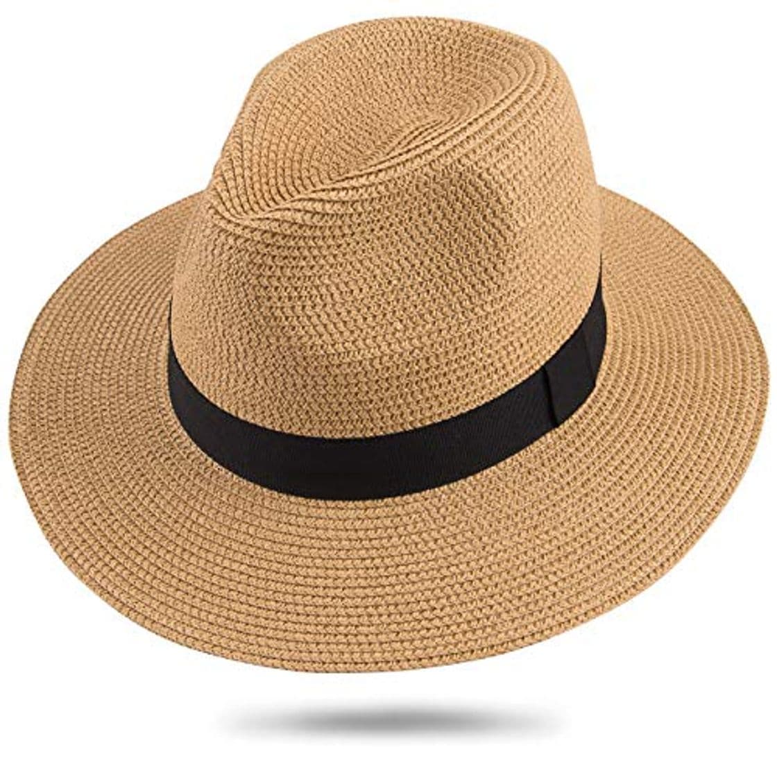 Fashion Maylisacc Sombrero de Panamá Unisex Sombrero de Paja Sombrero de Verano Sombrero de Playa de Fedora para Hombres Mujeres