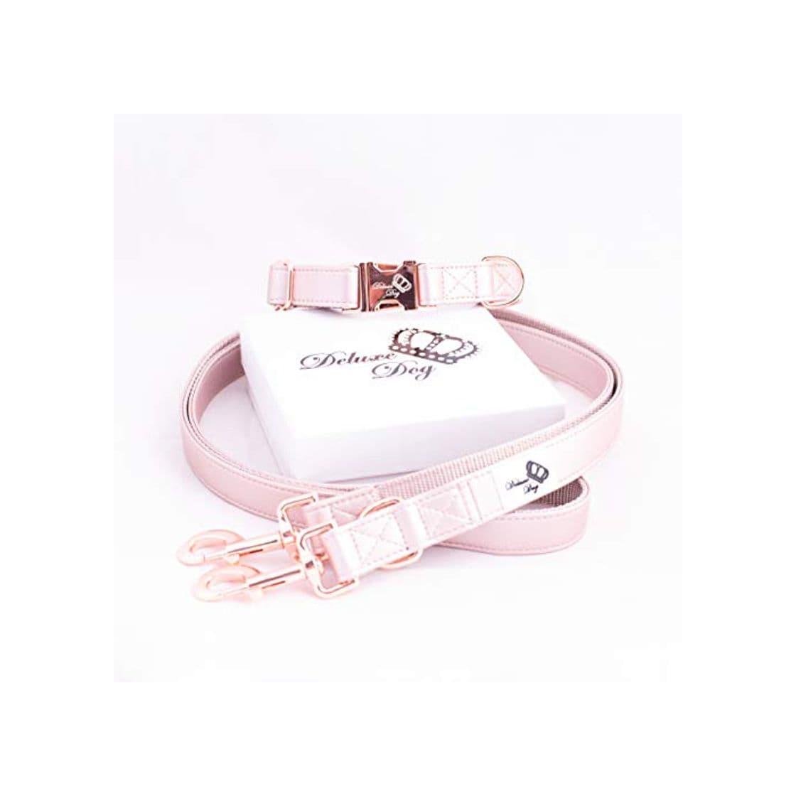 Producto Deluxe Dog Rose Love. Collar de piel rosa