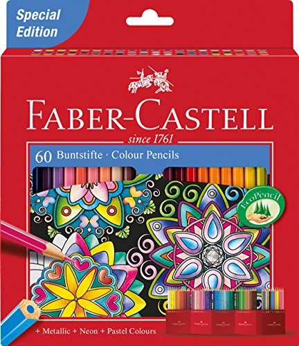 Electrónica Faber-Castell 111260 - Estuche-soporte de cartón con 60 lápices de colores