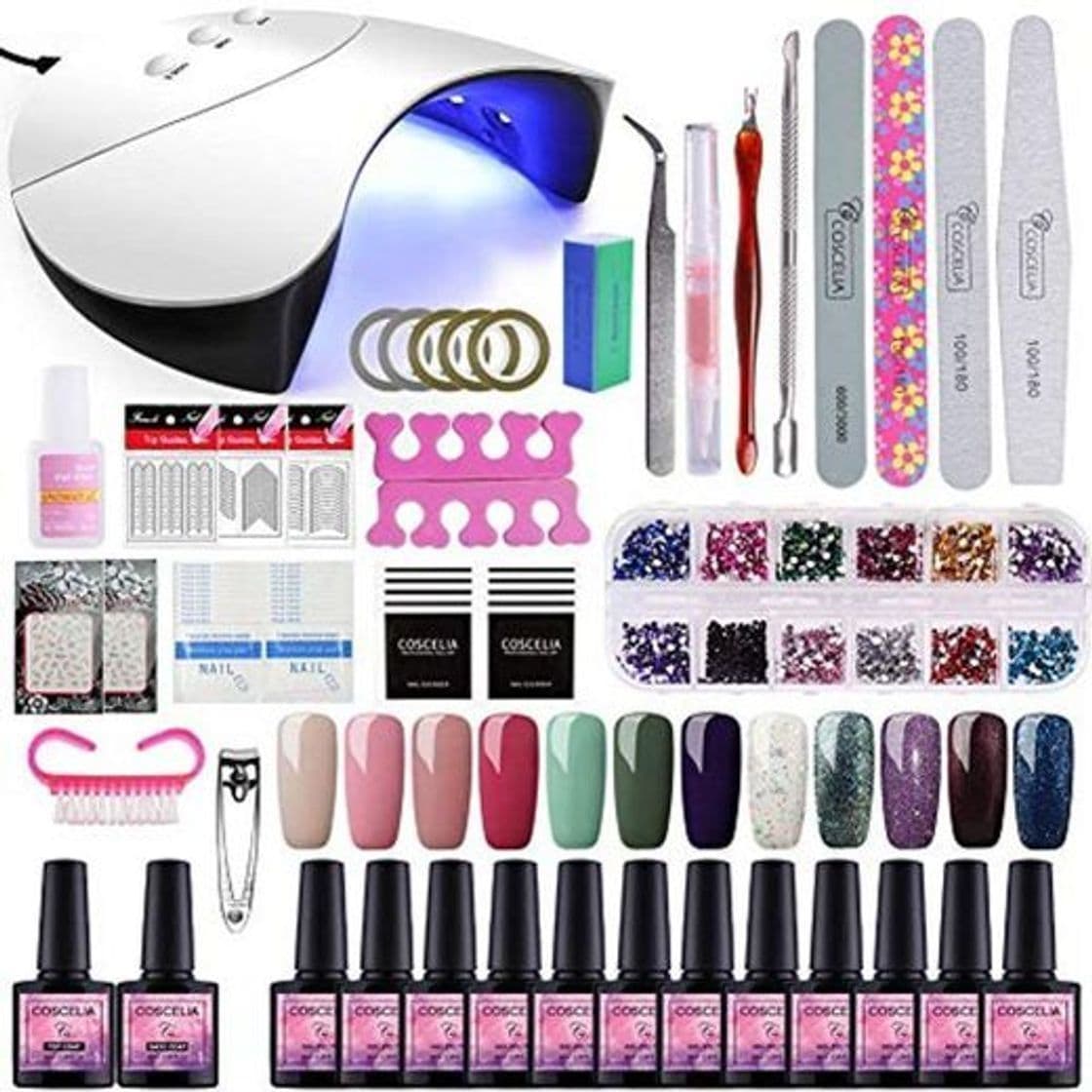 Beauty Saint-Acior 12PCS Gel Uñas Esmalte Semipermanente 8ml LED Lámpara Secador de Uñas