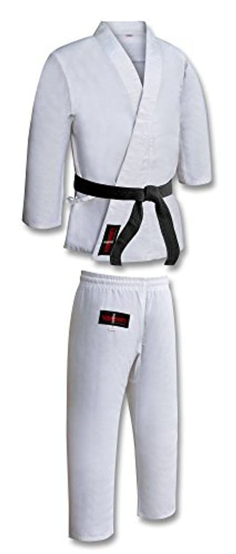 Place Traje de Karate para Adulto, Color Blanco, Uniforme, poliéster/algodón, Incluye cinturón M/W,