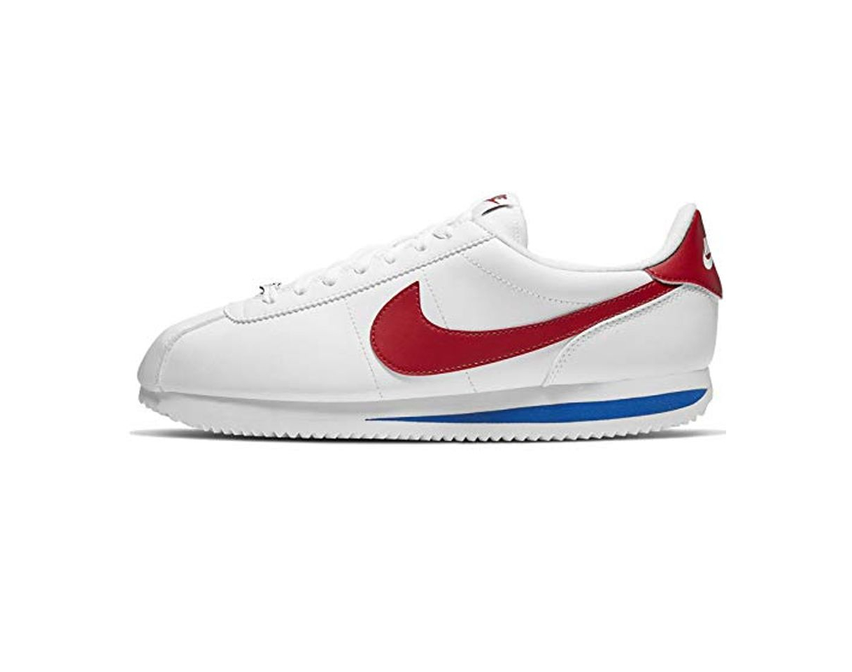 Moda Nike Men's Cortez Basic Leather Shoe, Zapatillas de Running para Hombre, Blanco