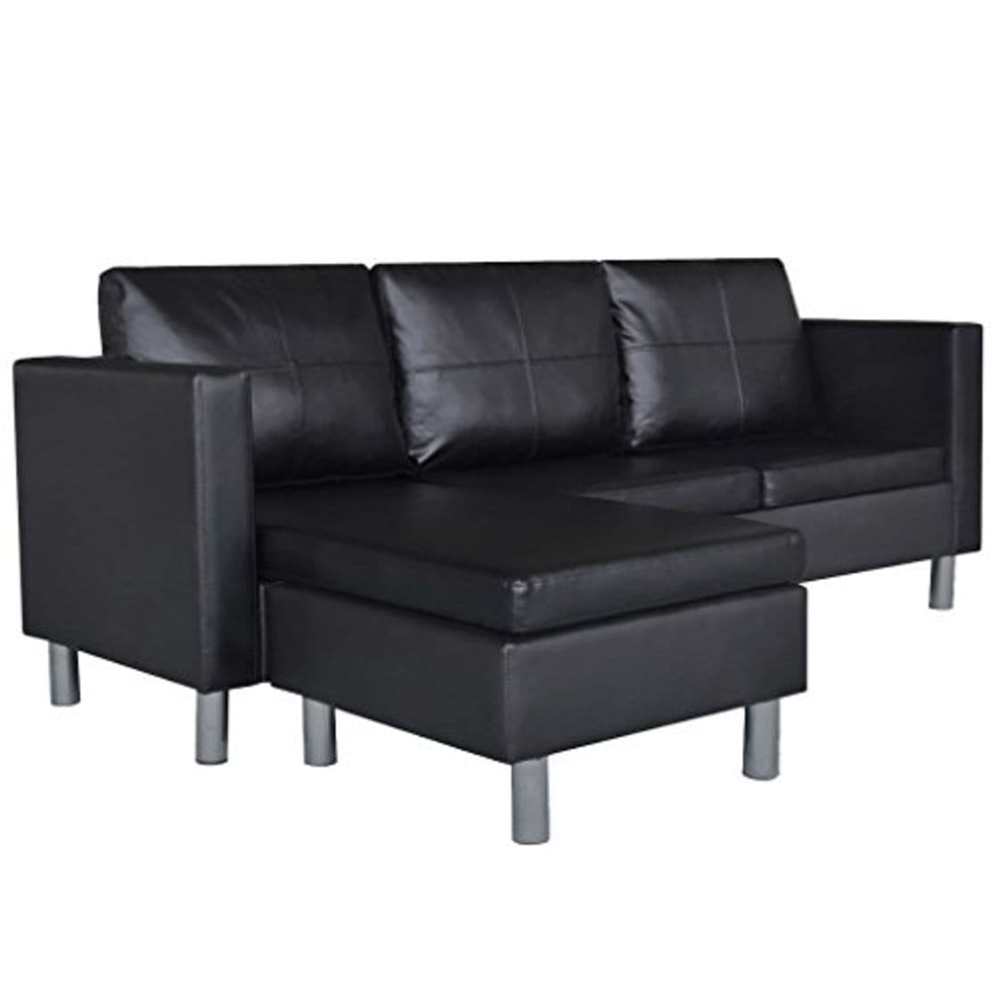 Producto vidaXL Sofá Modular de 3 Plazas en Forma Cuero Artificial Negro Sillon Salón