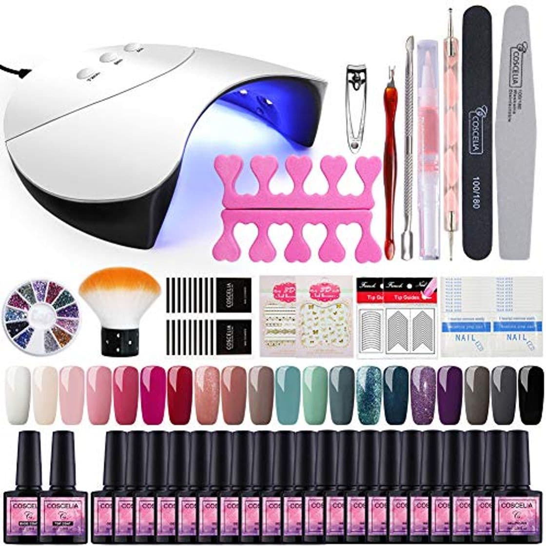 Producto Coscelia 20pcs Esmaltes SemipermanenteKit Uñas de Gel Uñas Soak off 8ml Lámpara