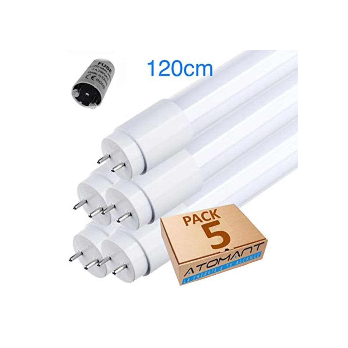 Producto LA) Pack 5x Tubo LED 360 grados - 120cm Standard T8 G13-18W.