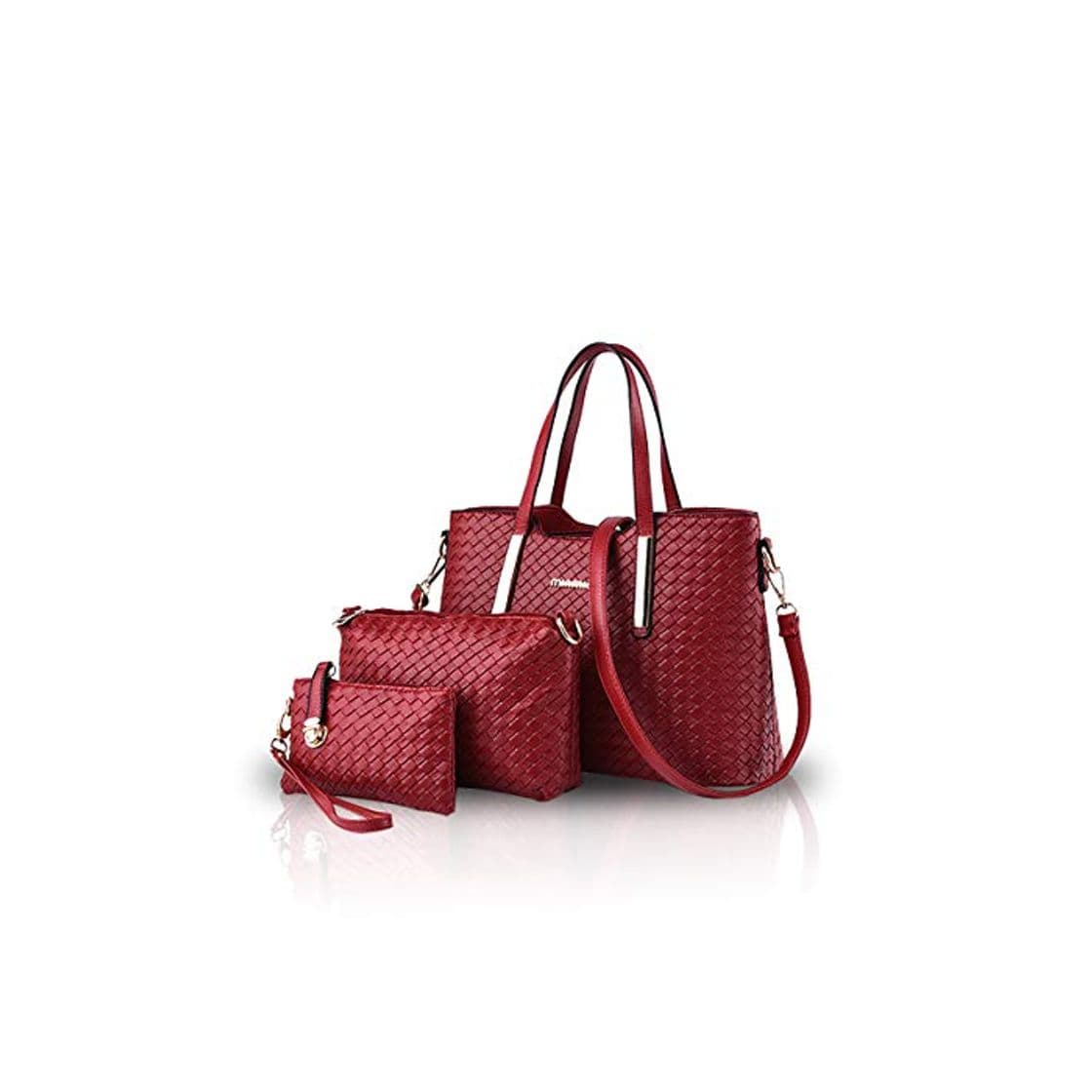 Producto NICOLE&DORIS Bolsos de Mano para Mujer Bolsos 3 Piezas Bolsa Bolsos de Hombro para Damas Totes Bolsos Bandolera Crossbody Vino Tinto