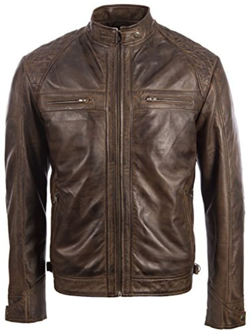 Moda Aviatrix Chaqueta Biker De Cuero Autentica para Hombre con Diseno De Hombros