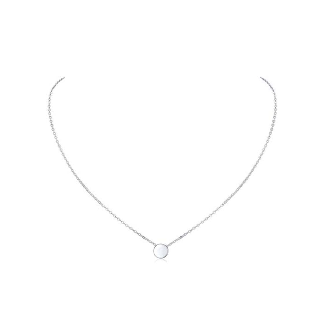 Producto ChicSilver Colgante Redondo Pequeño Plata de Ley 925 Platino Collar Cadena Eslabones Redondos Extensible Joyería De Moda para Mujeres