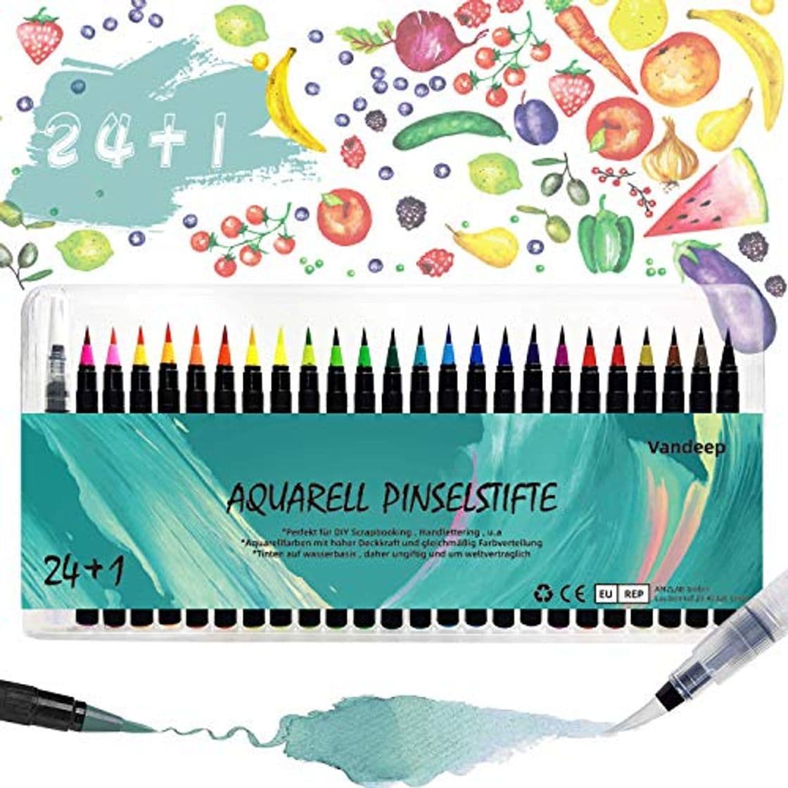 Product Estuche Rotuladores Acuarelables con punta suave, 24 plumas de pincel de acuarela