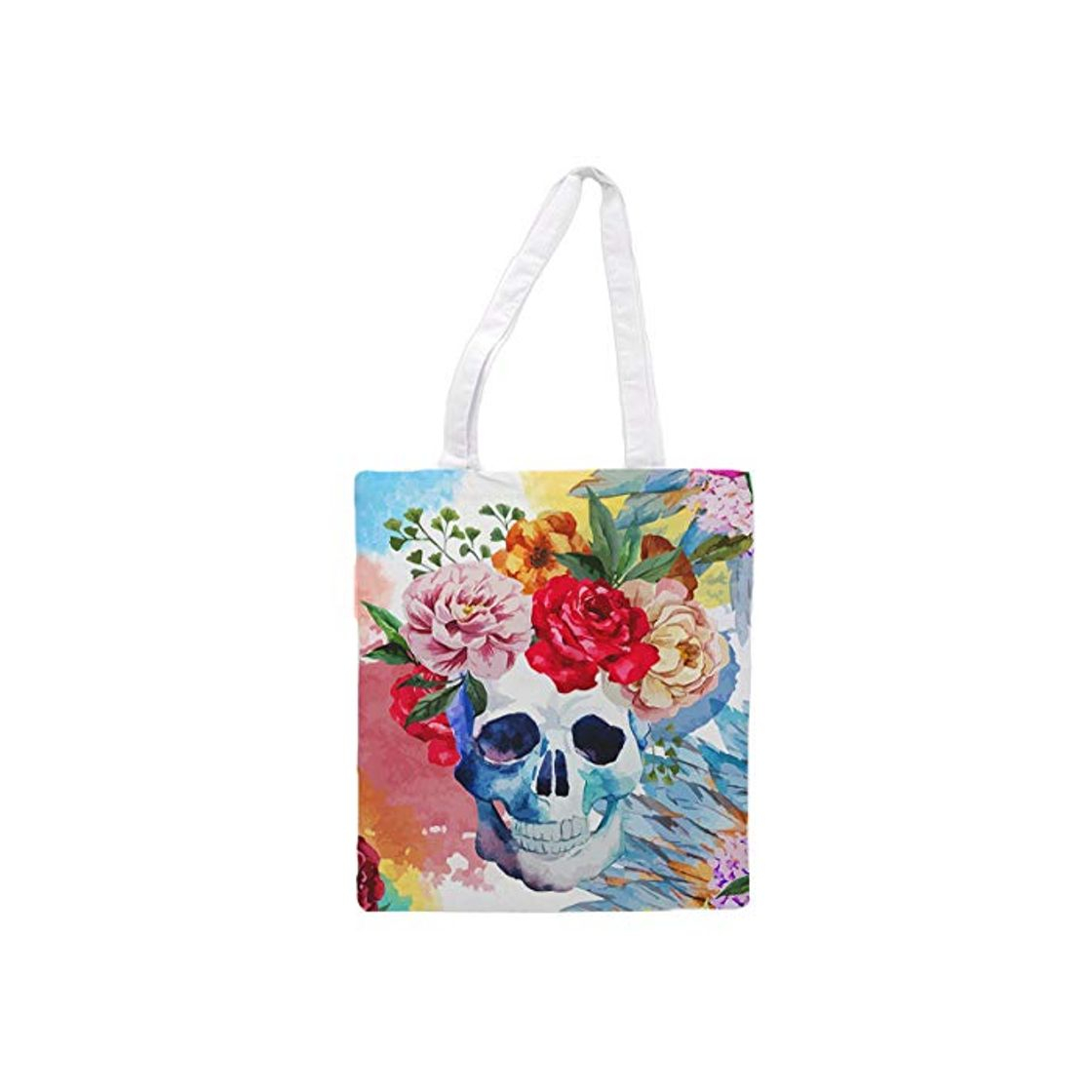 Product Bolsa tote de tela CALAVERA CON FLORES