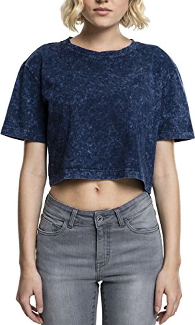 Fashion Urban Classics Ladies Random Wash Short Oversize tee Camiseta, Azul