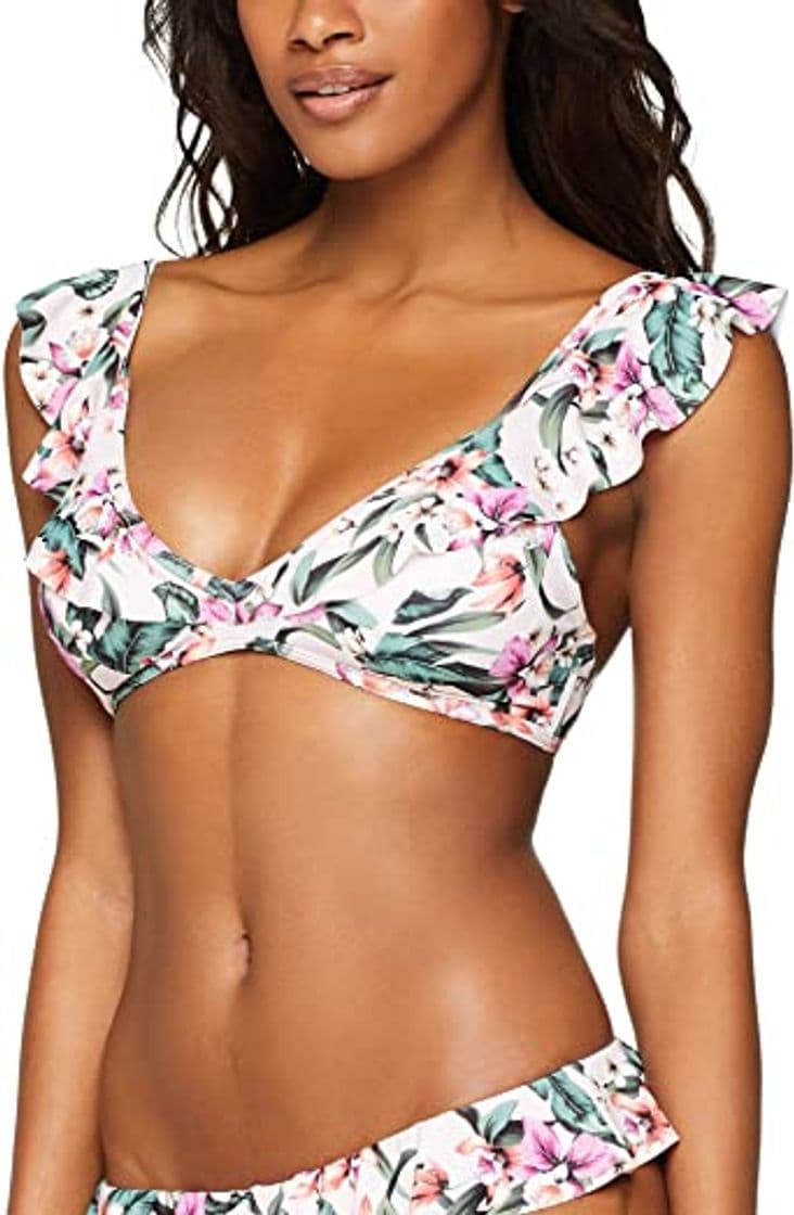 Fashion Marca Amazon - IRIS & LILLY Parte de Arriba de Bikini asimetrico