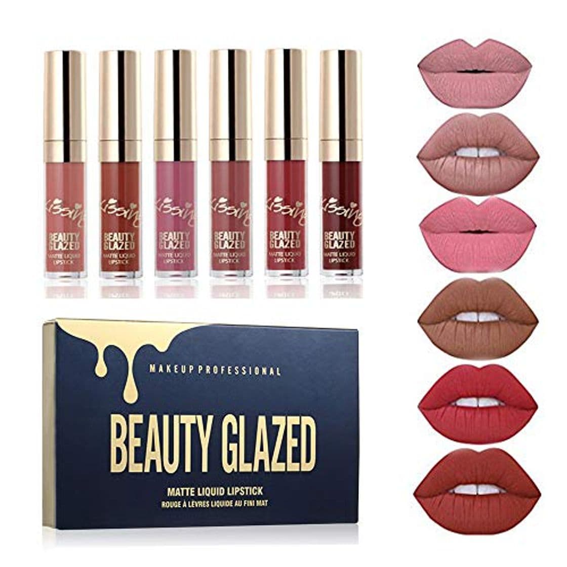 Beauty Beauty Sexy 6PCS/brillo de labios mate Sexy líquido Lipstick impermeable larga duración