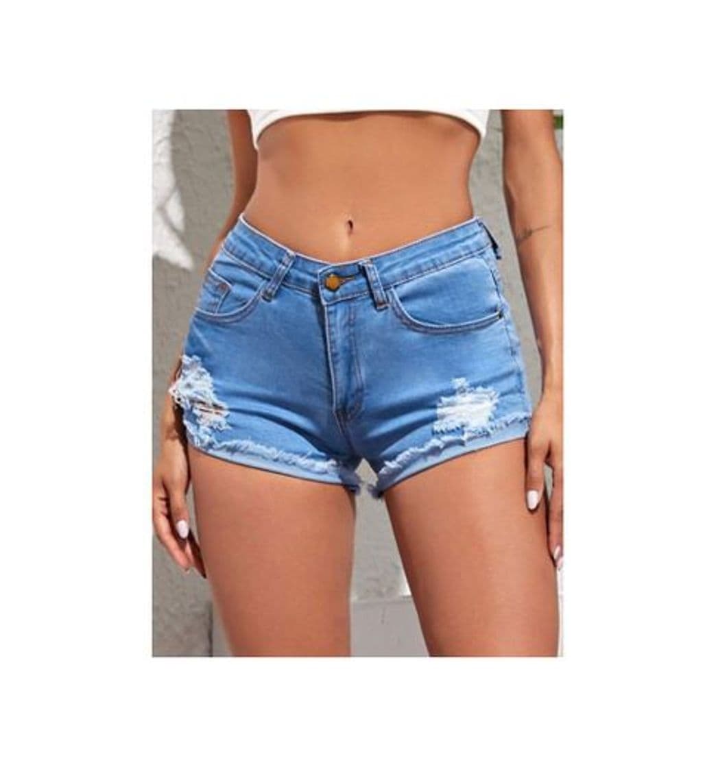 Product Shorts Denim Rotos Bajo Crudo