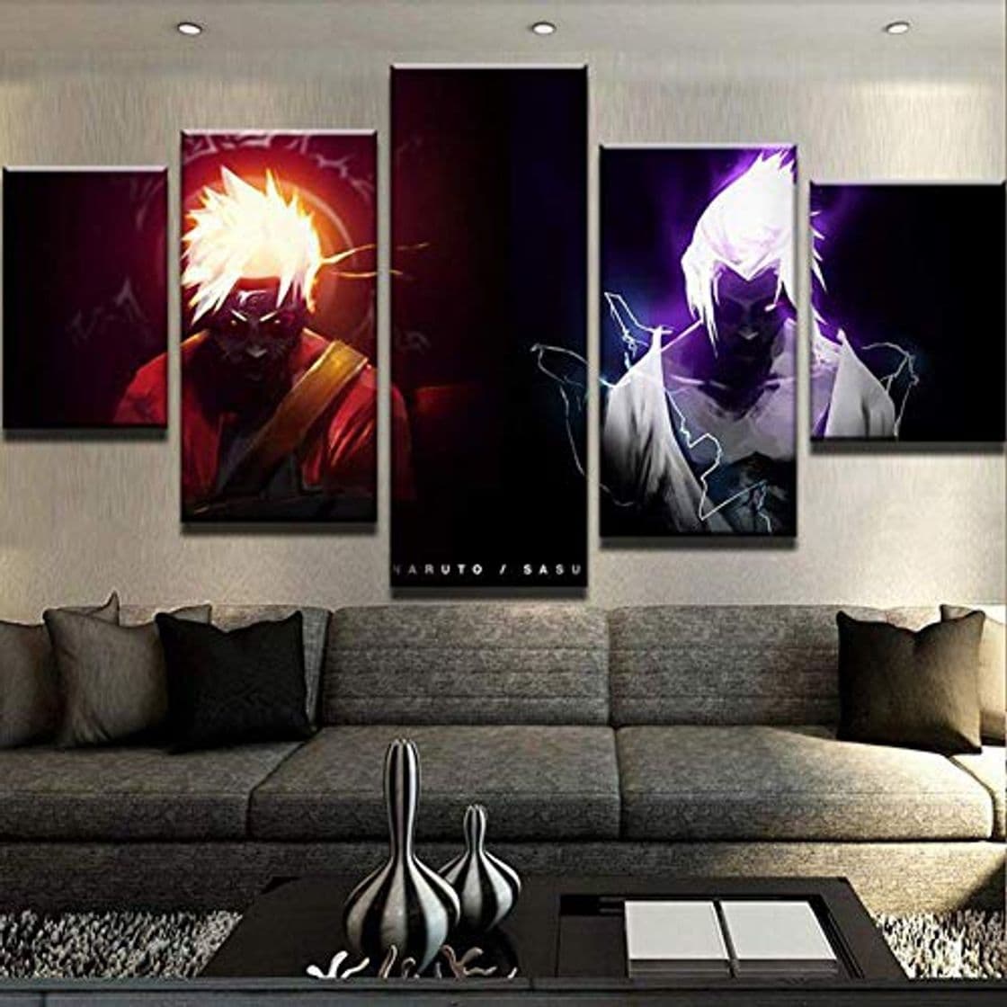 Product JSBVM Imprimir en Lienzo Naruto VS Sasuke Anime 5 Piezas Pintura Mural