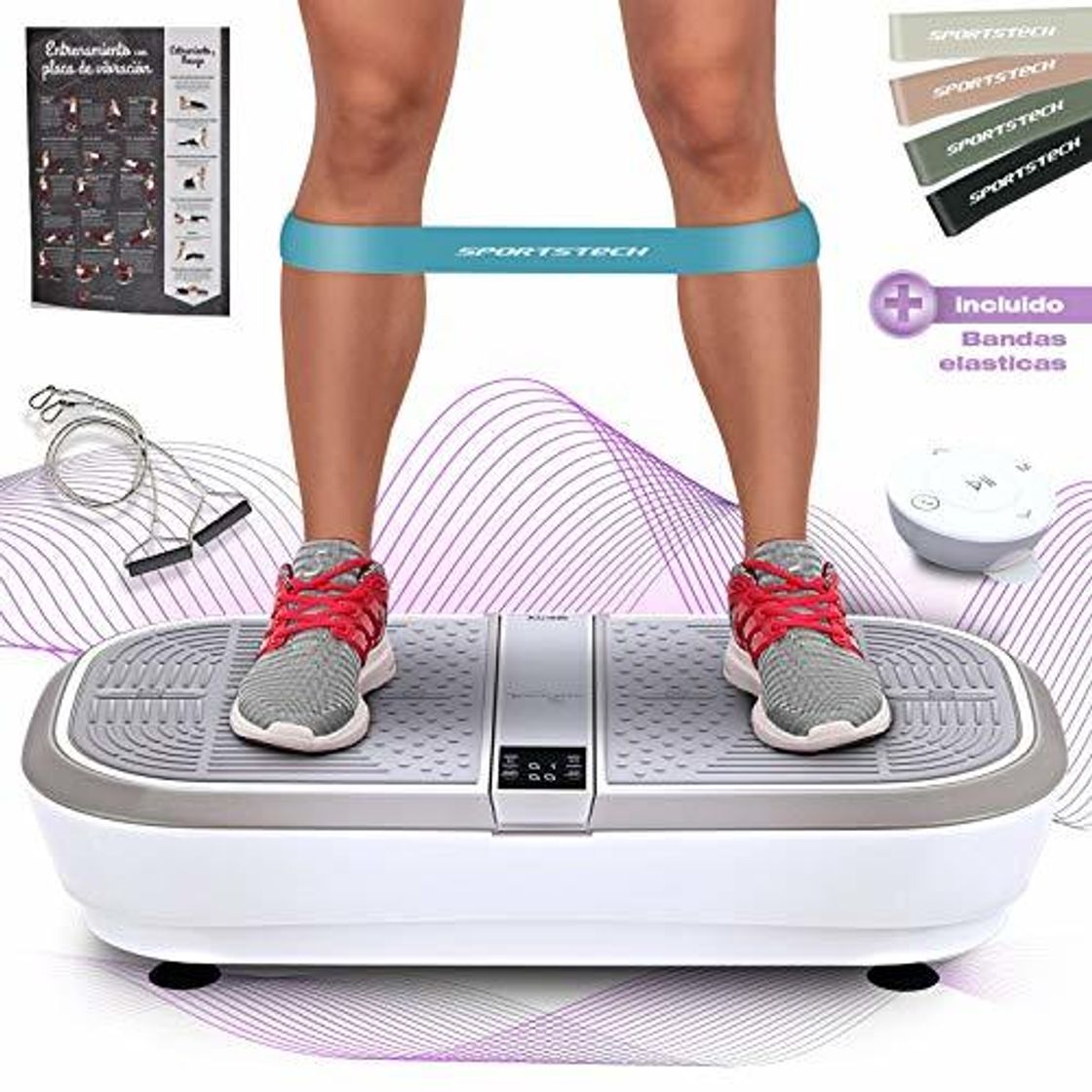 Producto Sportstech Plataforma vibratoria para Adelgazar VP300,tecnología oscilacion 3D, 2 Motores de 1000W