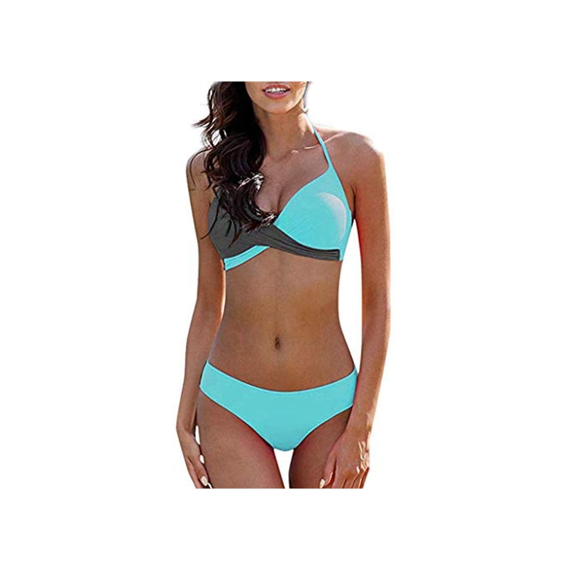 Moda CheChury Bikinis Mujer 2020 Push Up Halter Bikini Traje de baño Acolchado Bra Tops y Braguitas Bikini Sets Talla Grande Bañador Vacaciones