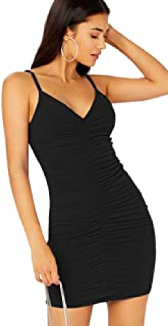 Producto SOLY HUX Mujer Vestido Ajustado Corto Sin Mangas de Tirante Bajo Asimétrico