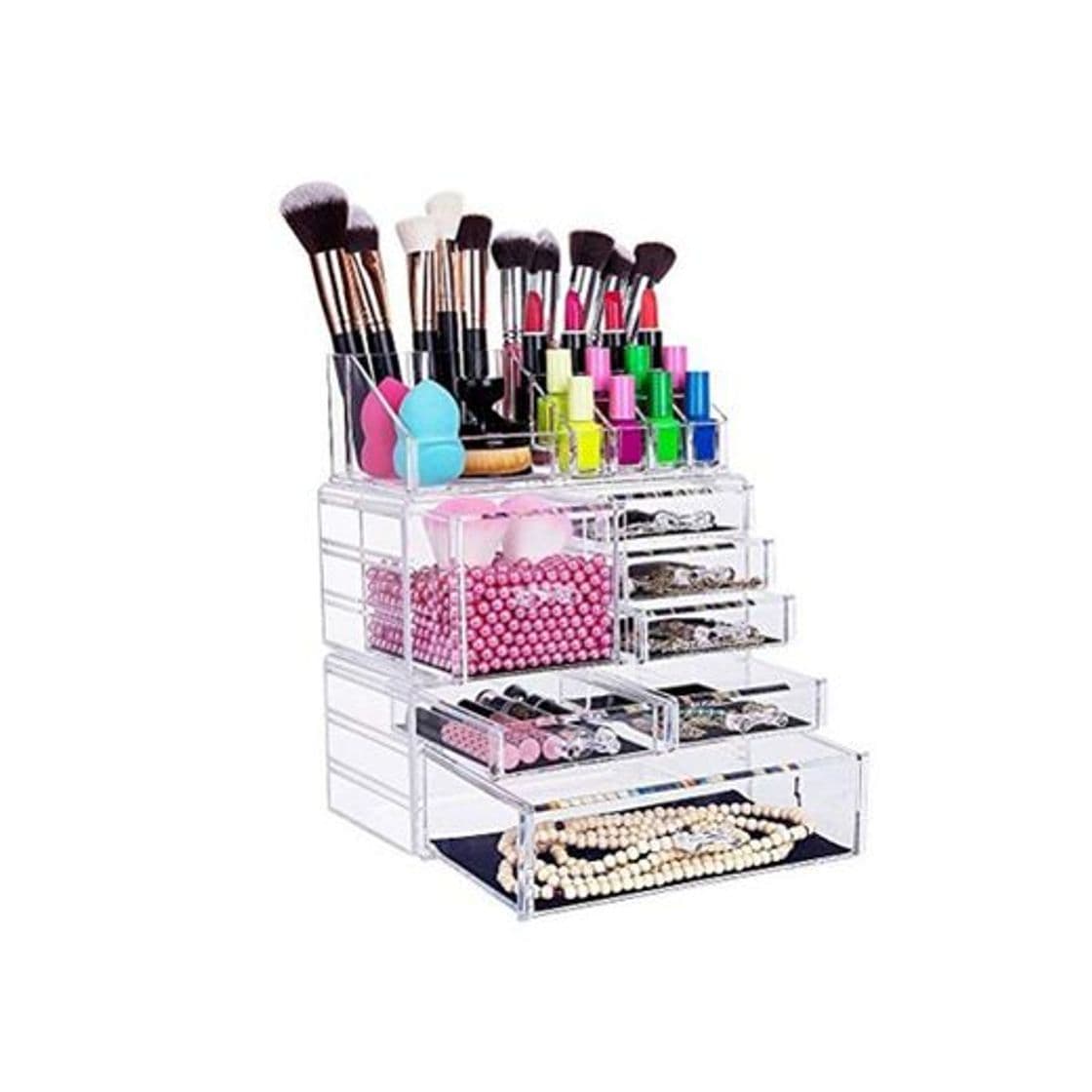 Fashion FOBUY Caja acrílica Estante de maquillajes Maquillaje Cosméticos Joyería Organizador