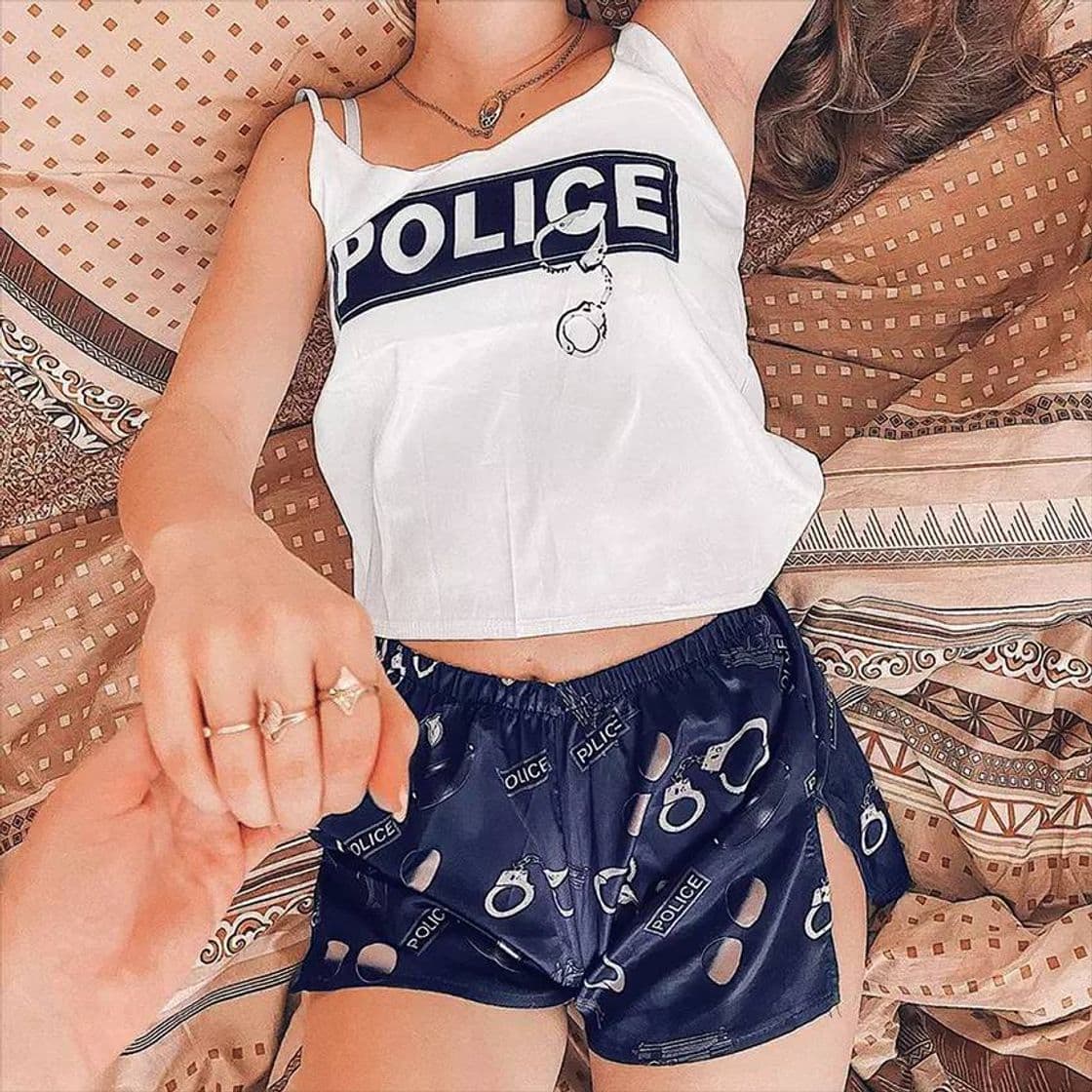 Moda Pijama police de seda 😎