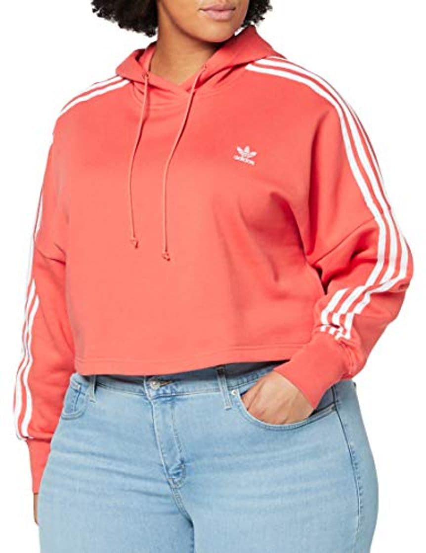 Moda adidas Cropped Hood Sudadera, Mujer, Rojo