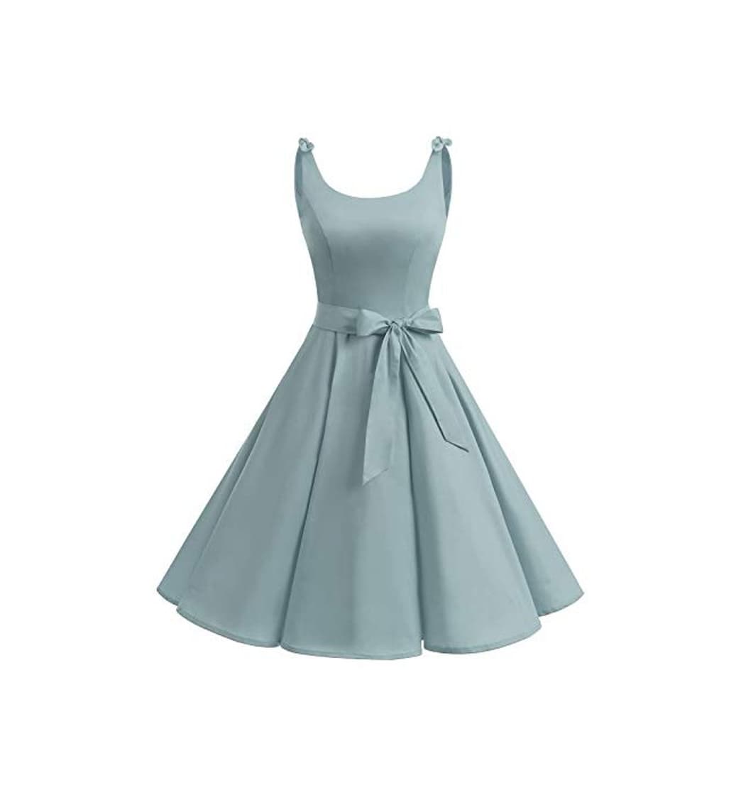 Fashion Bbonlinedress Vestidos de 1950 Estampado Vintage Retro Cóctel Rockabilly con Lazo Grey L