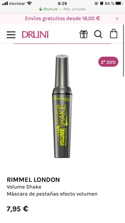 Producto RIMMEL LONDON
Volume Shake
Máscara de pestañas efecto volume