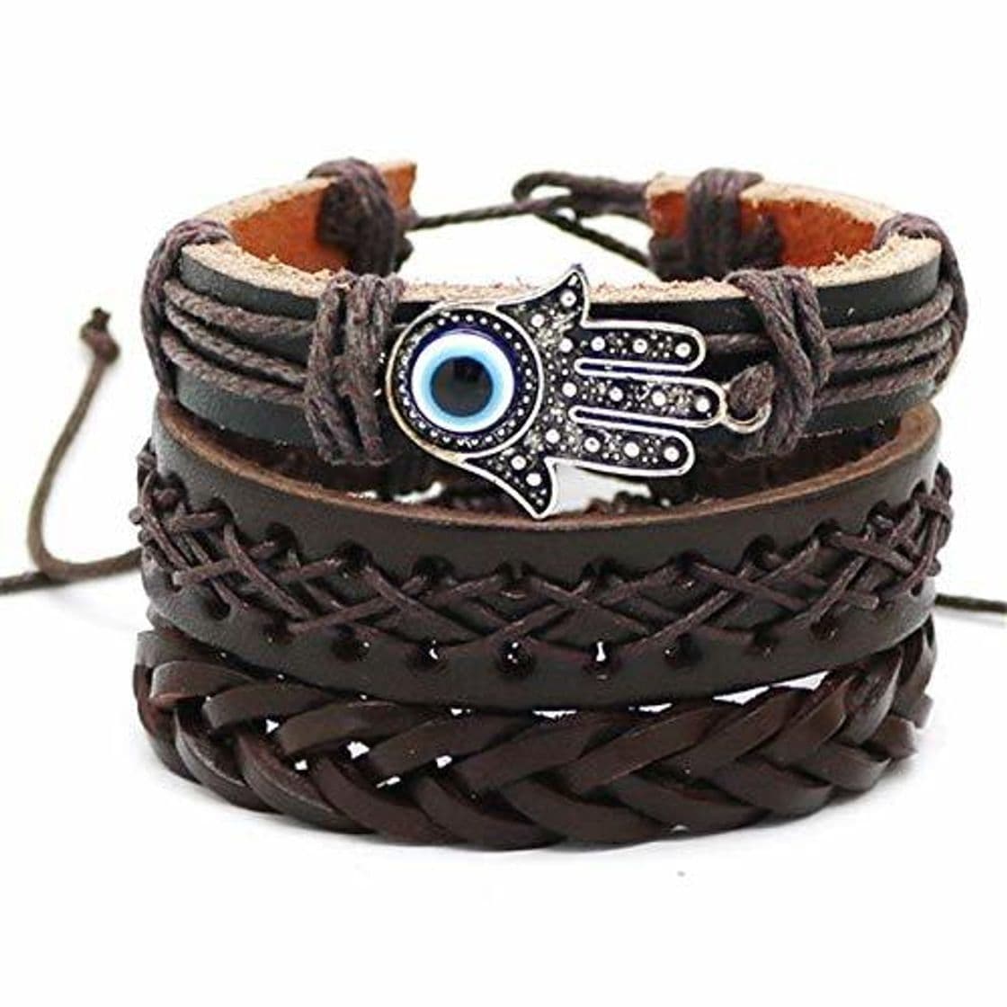 Moda Inveroo 1set 3pcs Pulsera De Cuero Hombres Multicapa Pulsera De Cuentas Mujeres