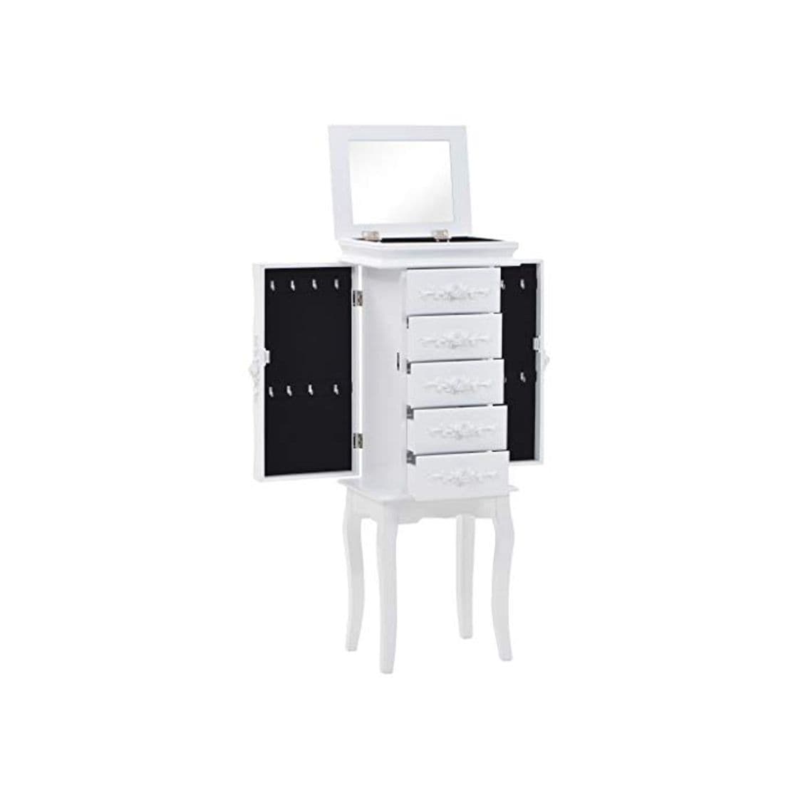 Electronic vidaXL Armario Joyero Pie Blanco Clóset Mueble Organizador Repisas Estantería