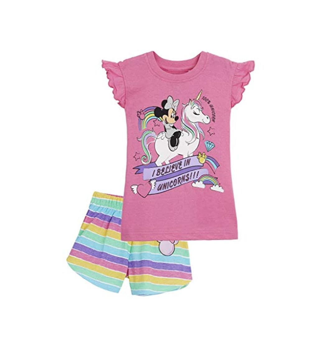 Fashion Disney Minnie Mouse Pijama Niña Verano, Ropa de Niña Vacaciones Algodon 100%,