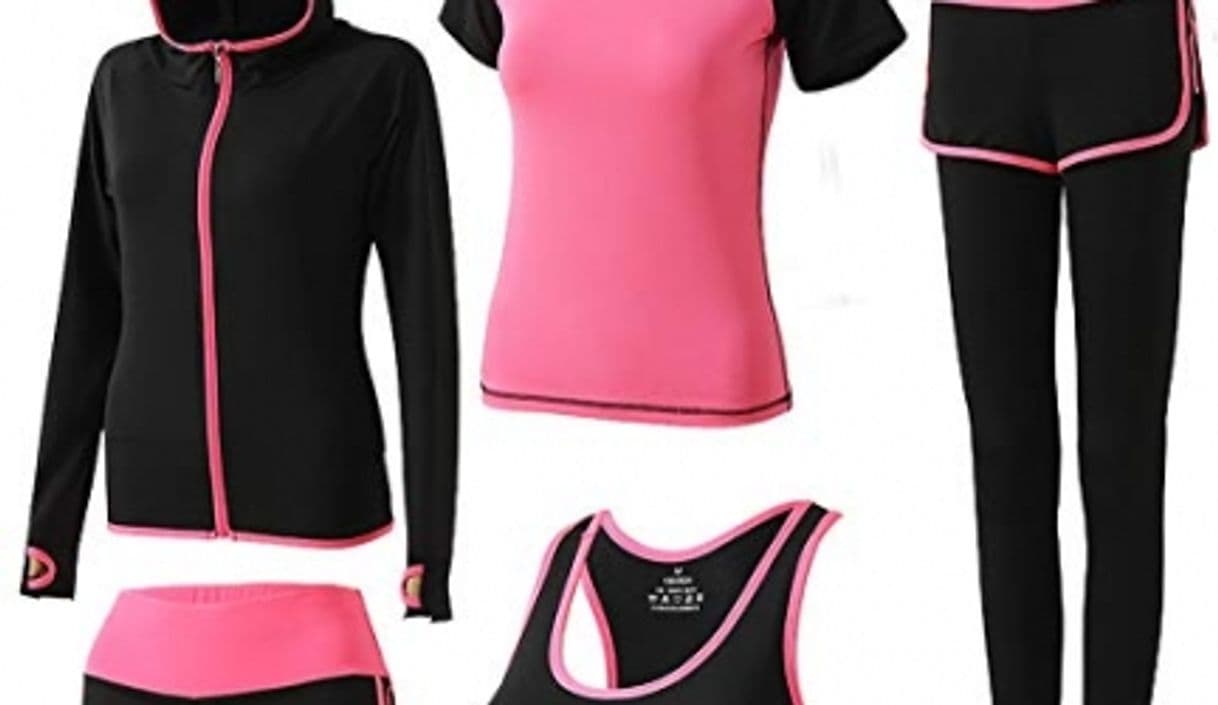 Producto BOTRE 5 Piezas Conjuntos Deportivos para Mujer Chándales Ropa de Correr Yoga