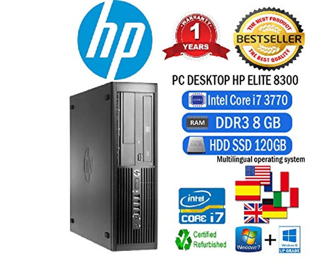 Place PC HP Elite 8300 SFF Intel Core i7 3770 3,40 GHz/8GB/SSD 120 GB/DVD/Win 10 Pro