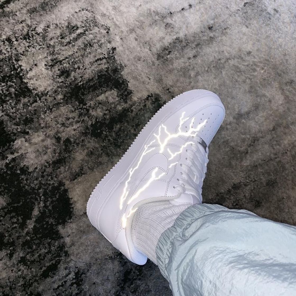 Fashion Reflective lightning Airforce White Custom