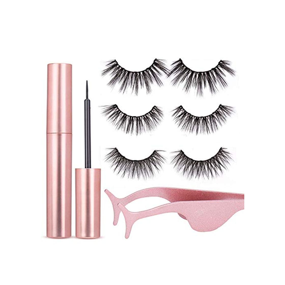 Product Pestañas Postizas Magneticas y Delineador de Ojos Magnético 3D Pestañas Imanes Naturales Largo Denso Fantasia Pinzas Magnetico Kit Maquillaje Extension Líquido No Se Requiere Pegamento 3 pares