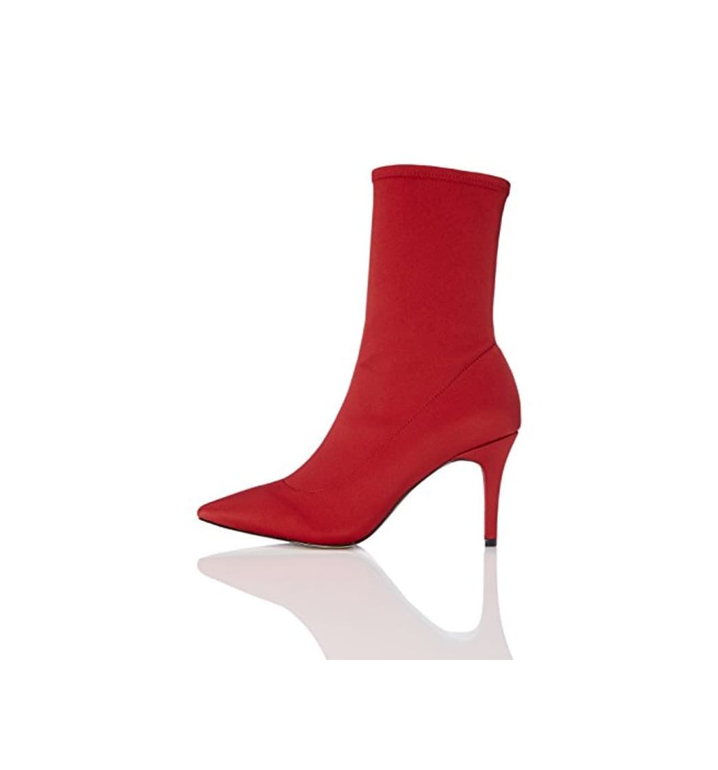 Fashion find. Botines Ajustados de Tacón Mujer, Rojo