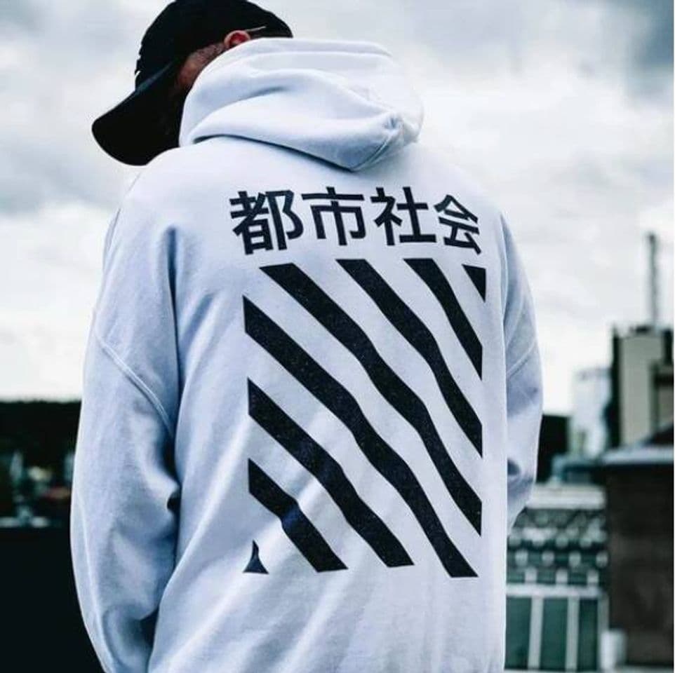 Fashion KANJI STRIPE HOODIE