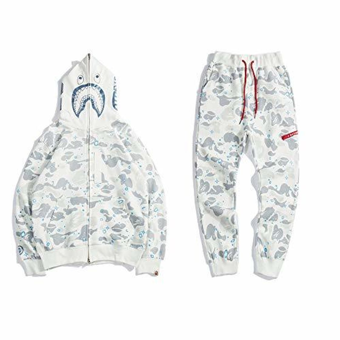 Product Boca Grande tiburón Bape Luminoso Cielo Estrellado Boy para Hombre Moda Hoodies