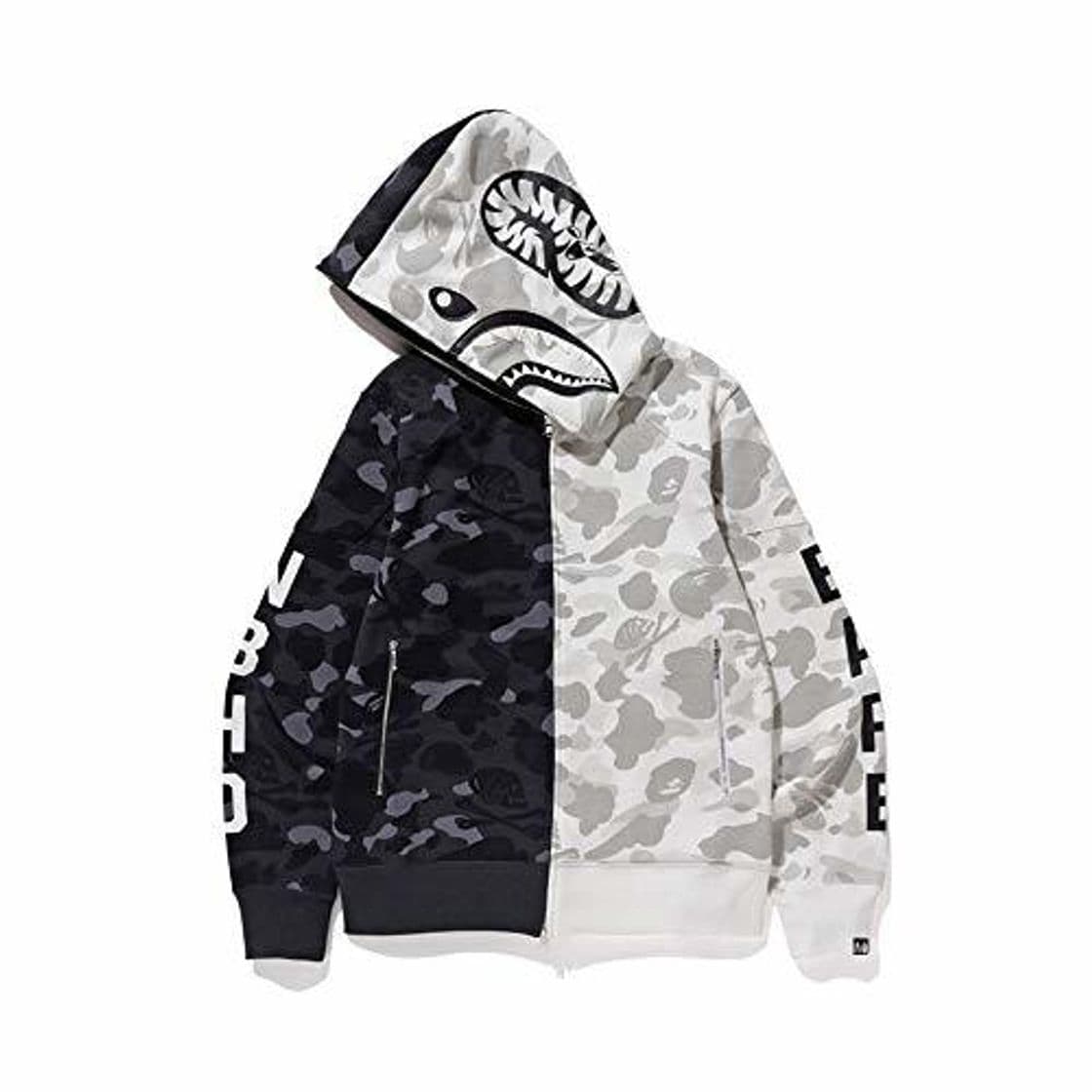 Product koisale Shark Color Matching Black White Camouflage Hoodie Skull Men Women Sweater