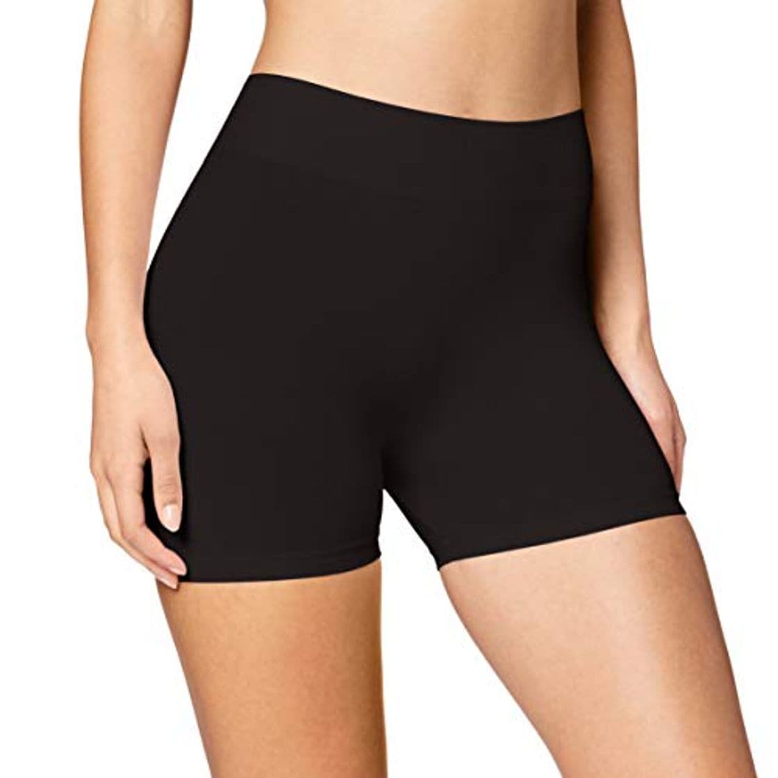 Fashion Marca Amazon - AURIQUE Shorts para Correr con Doble Capa Mujer, Negro