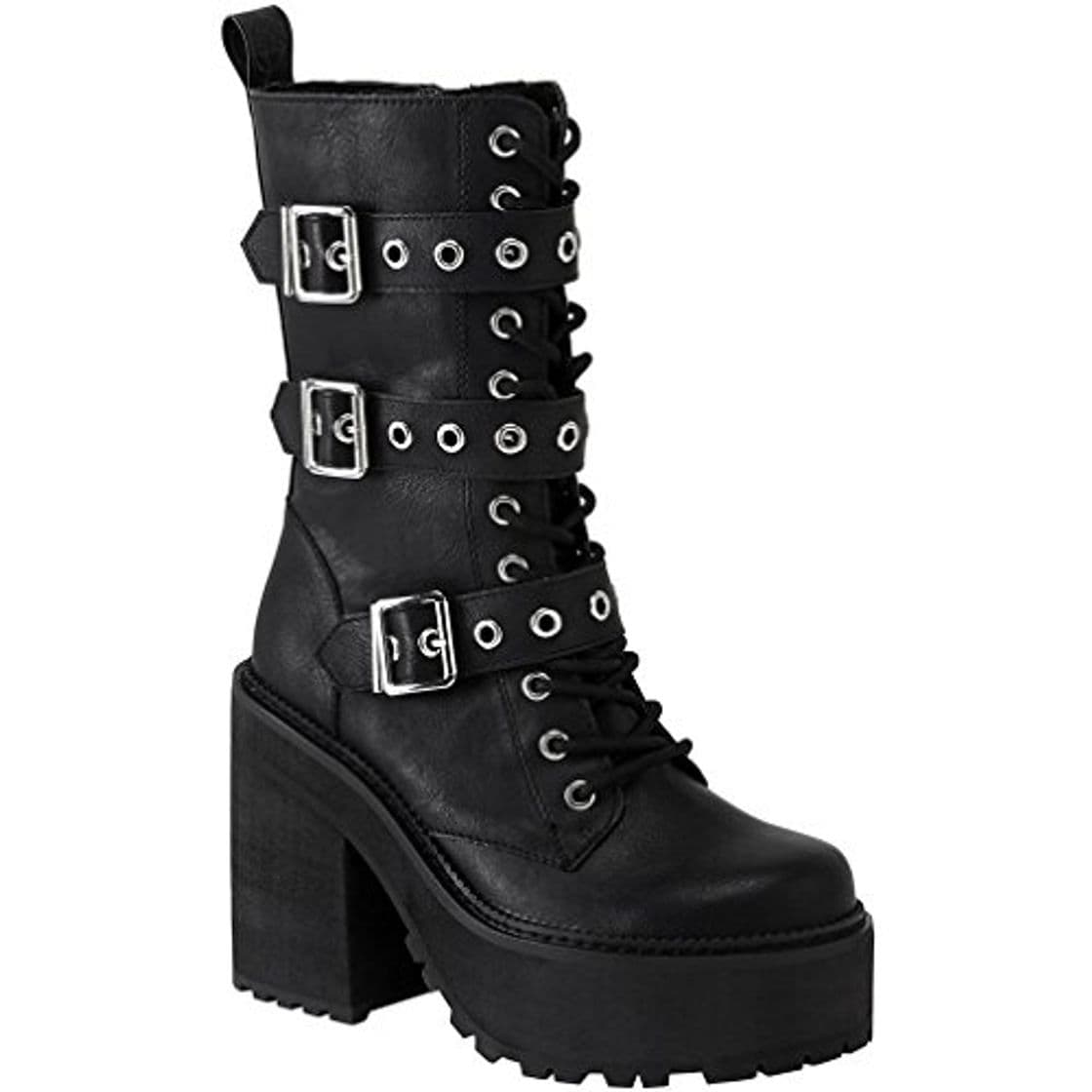 Fashion Killstar - Botas de Material Sintético para Mujer Negro Negro One Size