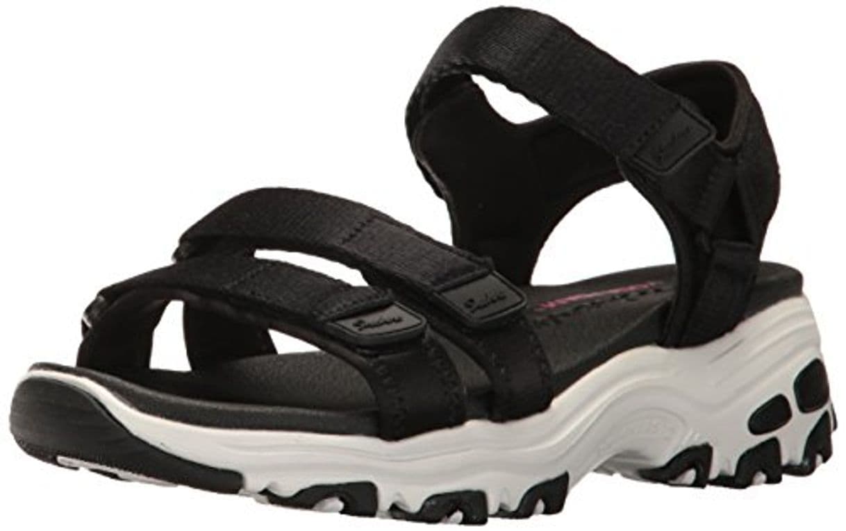 Fashion Skechers D'lites Mujer Sandalias Negro