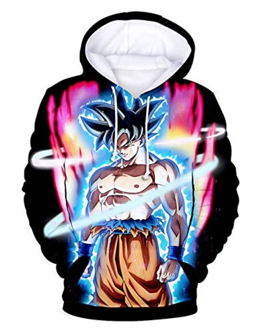 Fashion AMOMA - Sudadera con Capucha - para Hombre Dragon Ball Bpsaiyan L