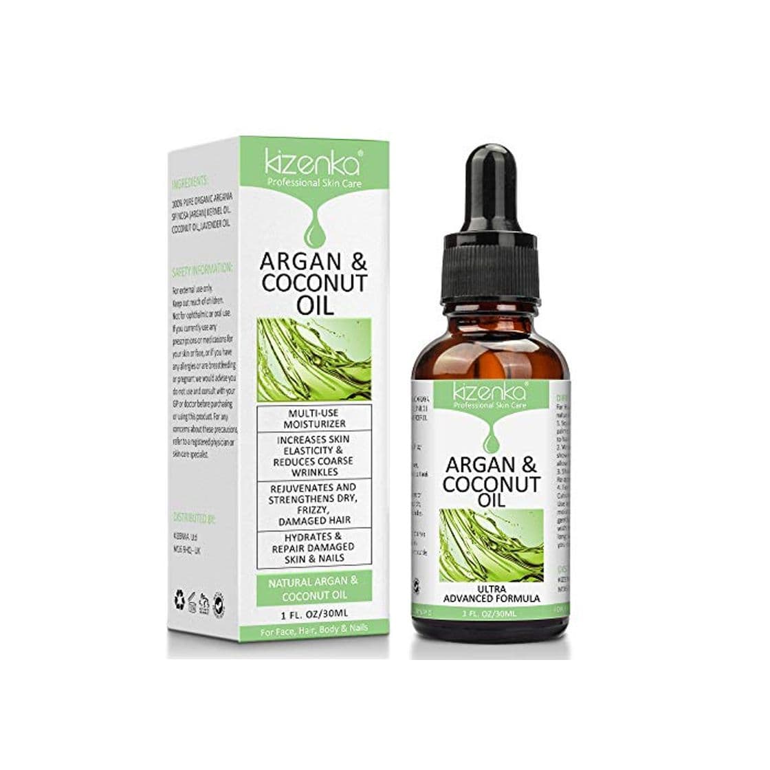 Producto kizenka Aceite de argán y coco para el cuidado de la piel