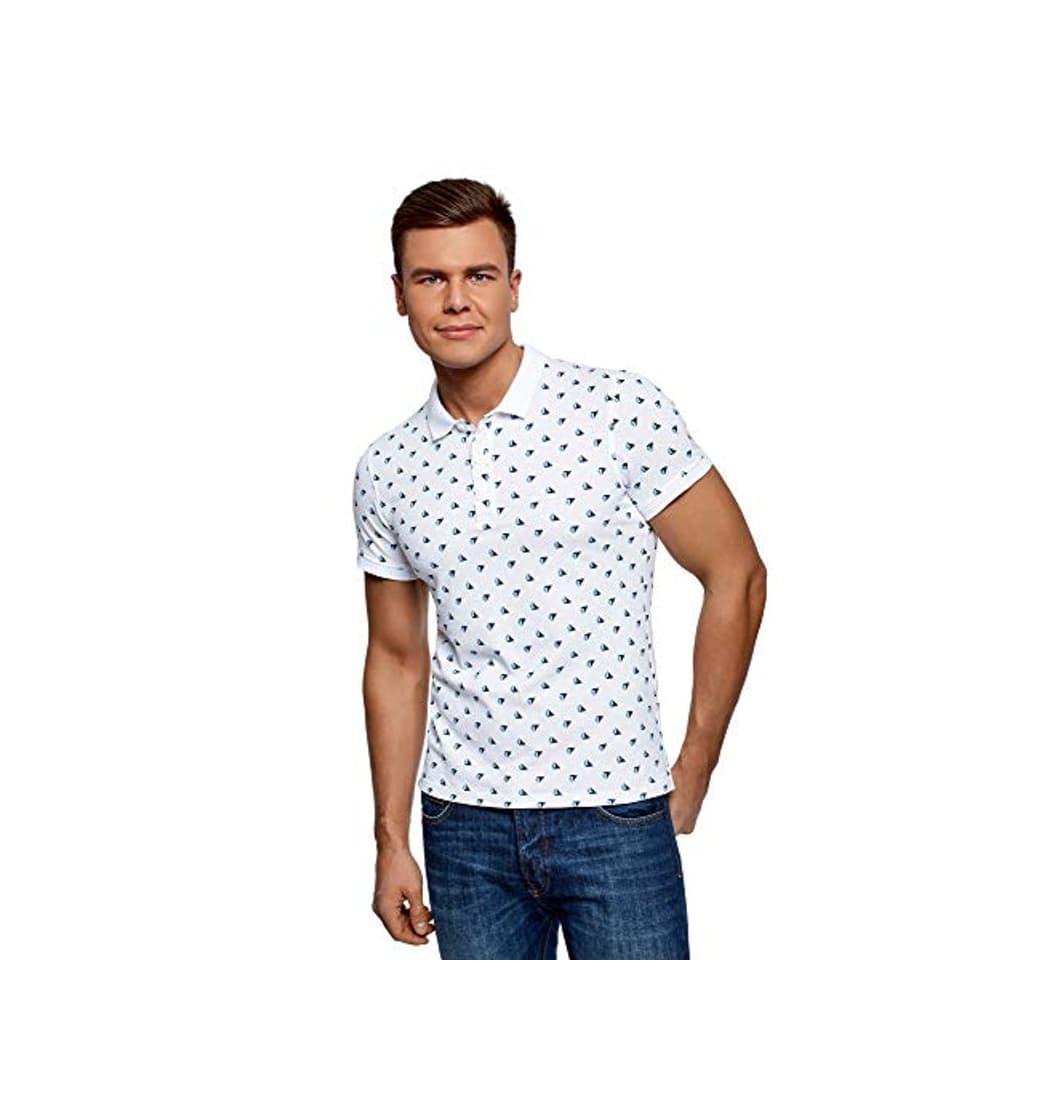 Producto oodji Ultra Hombre Polo Estampado Marinero, Blanco, ES 46-48