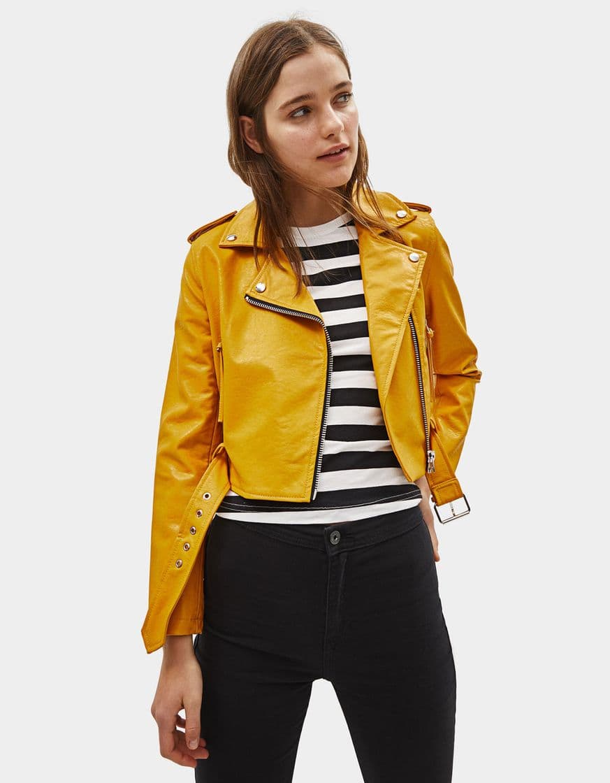 Moda Faux leather biker jacket - Jackets - Bershka United Kingdom