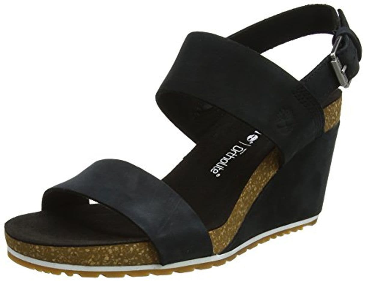 Fashion Timberland Capri Sunset Wedge, Sandalias para Mujer, Negro