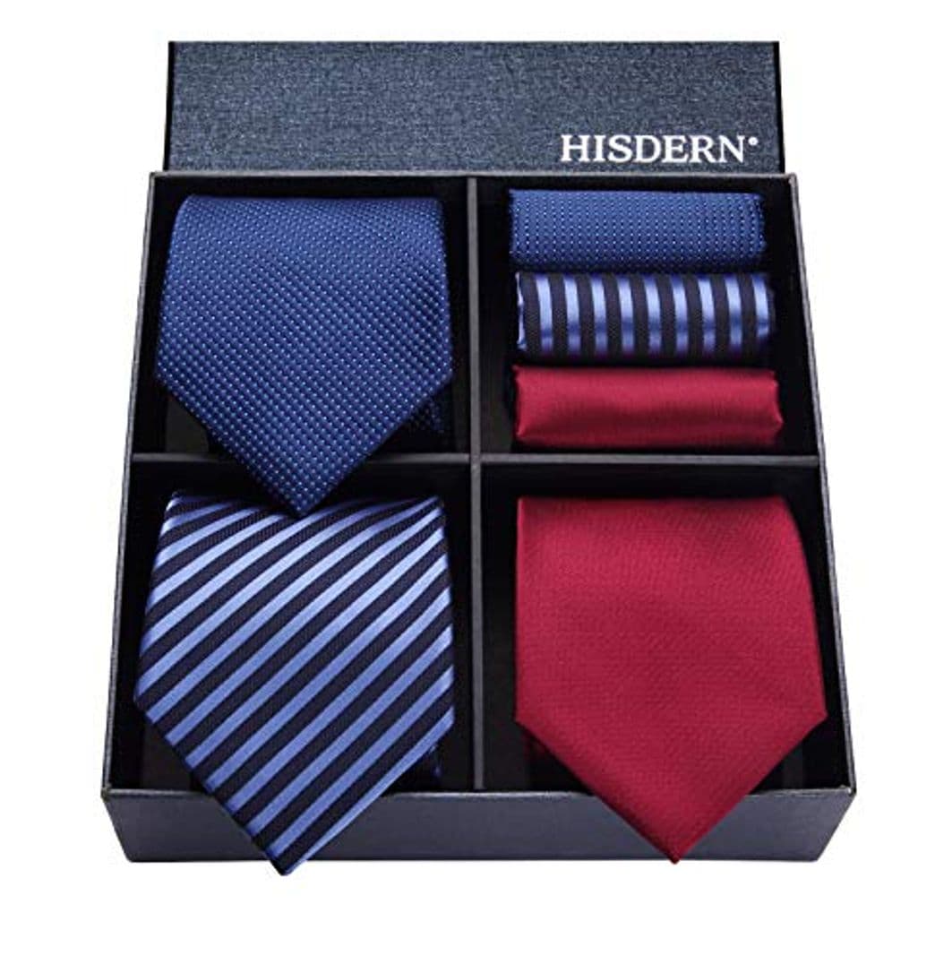 Moda HISDERN Lote 3 PCS Corbata de hombre Cheque de lunares Fiesta de