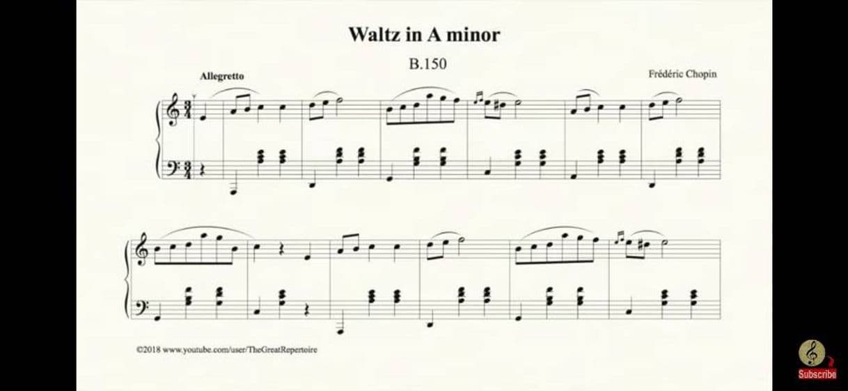 Canción Chopin, Waltz in A minor, B 150, Op. Post.