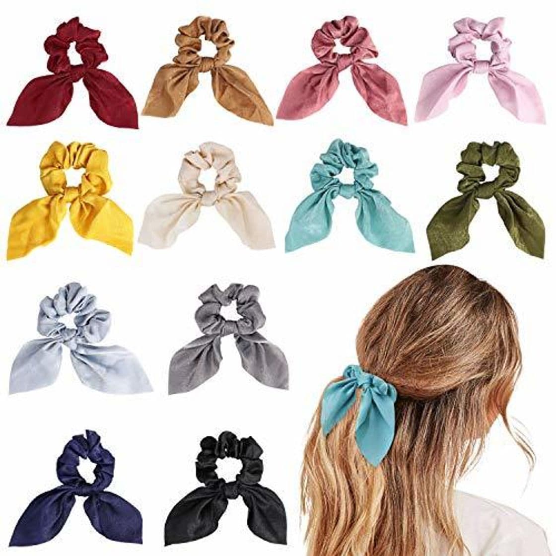 Beauty URAQT 12 Piezas Hair Scrunchies Elastic Hair Ties Scrunchy Hair Bands