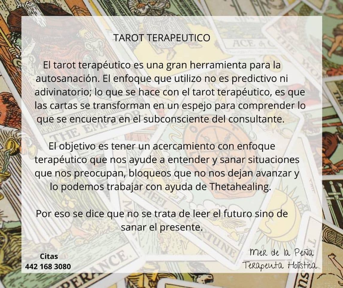 Moda Tarot Terapéutico, Mer de la Peña, Terapeuta Holística 